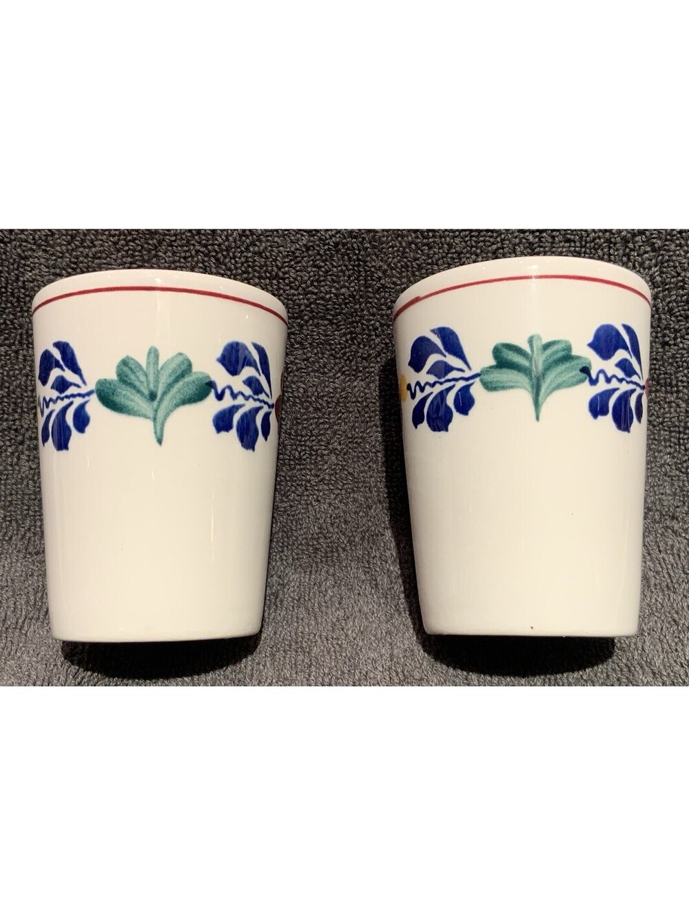 Vintage Colorful 3” Hand Craftd Boch Boerenbont Juice Cups from Belgium Set Of 2